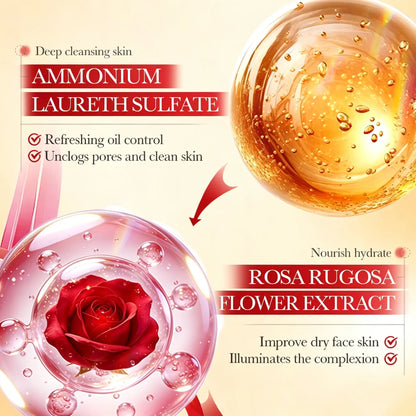 MECCBYY Rose Face Wash – Pore Cleanser&Deep Hydration